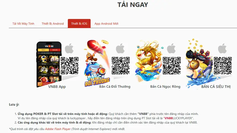 Tải app vn88 trên hệ điều hành iOS